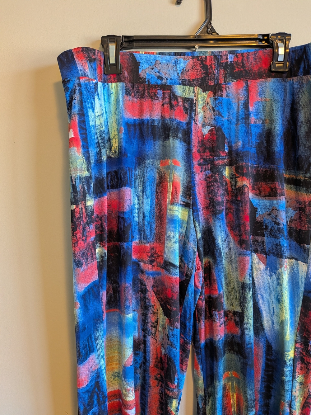 Karen Kane Abstract Brushstroke Wide-Leg Pants - Blue, Red & Black